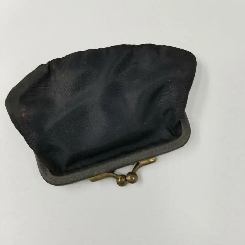 Vintage 80s Womens Pocketbook Black Clutch Black Coin Purse Set Formal